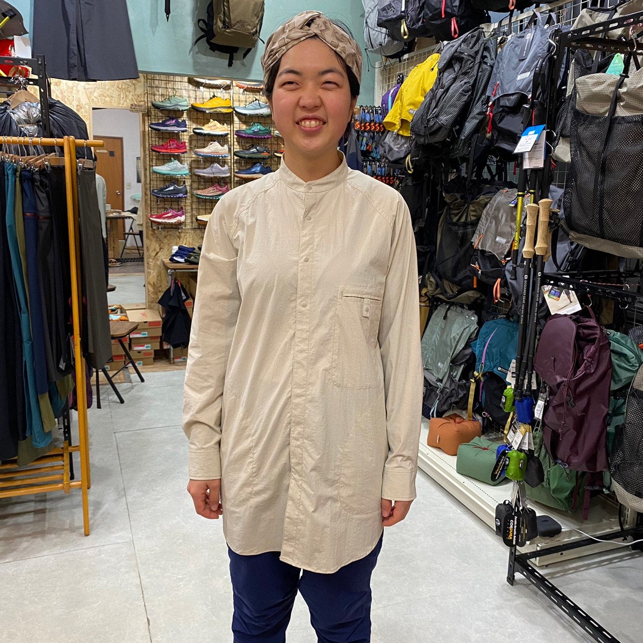 新品 AXESQUIN ELEMENTS / 軽くて涼しいロングシャツ (L
